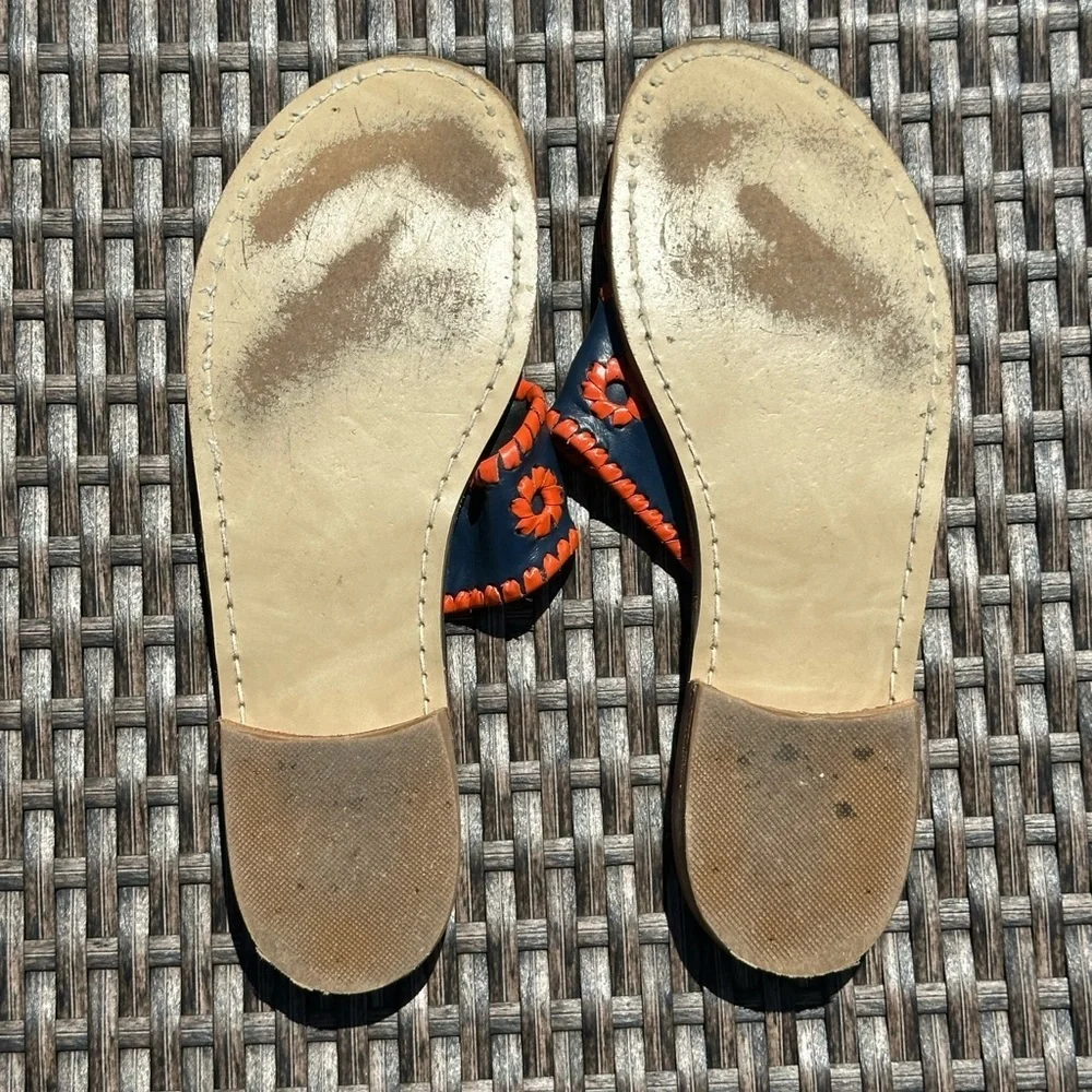 Jack Rogers Style	Navy and orange leather flip flops Size	7